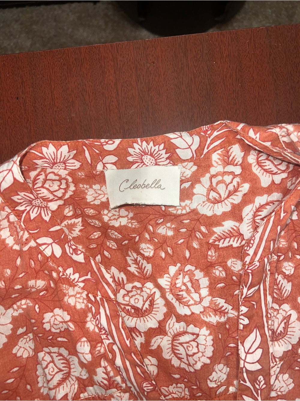 Cleobella Sara Floral Belted Midi Dress Size Large Orange Terracotta Boho - Picture 5 of 7